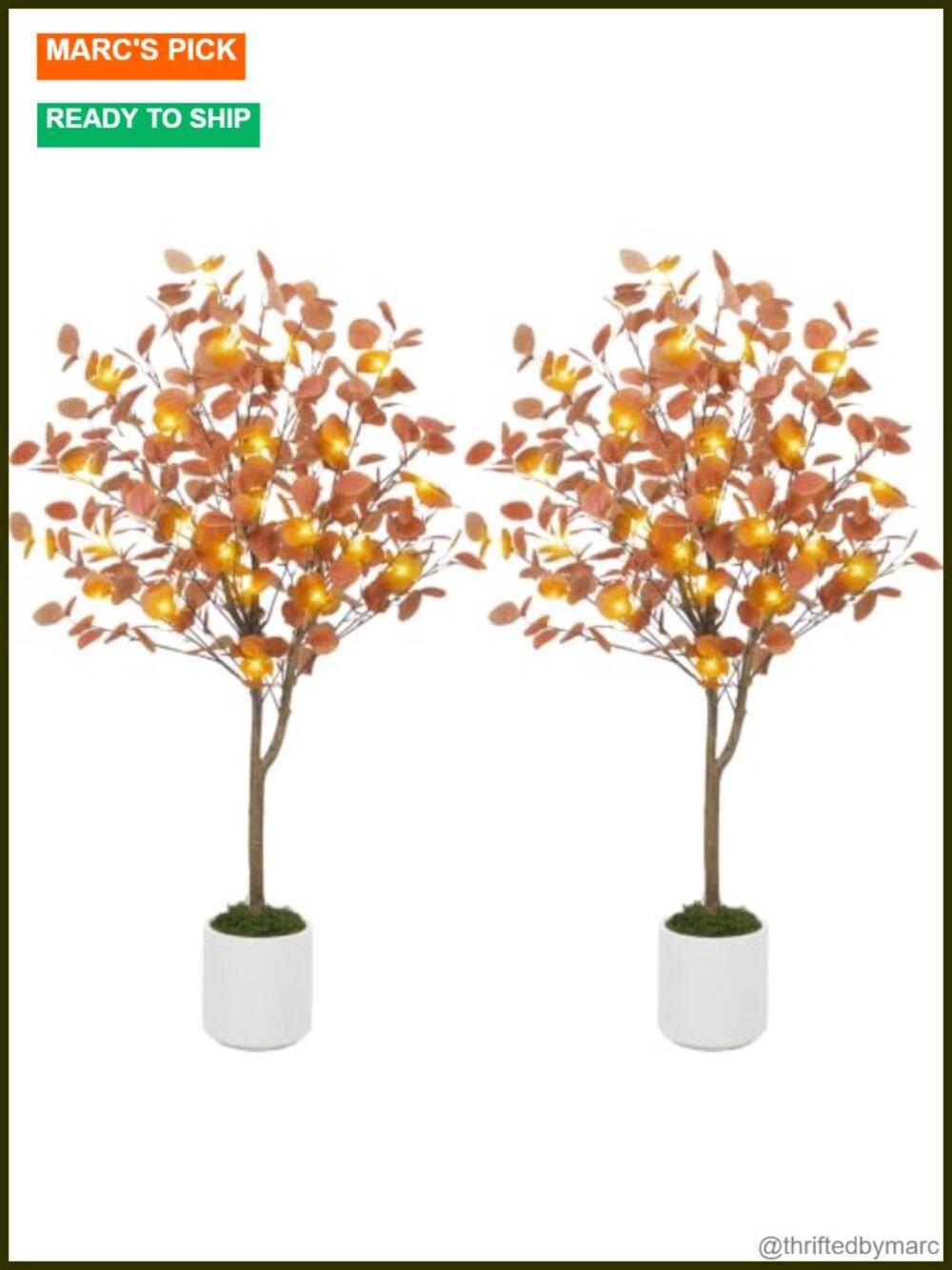 2 Pack 4 FT Artificial Eucalyptus Fall Trees with 200 LED Lights
